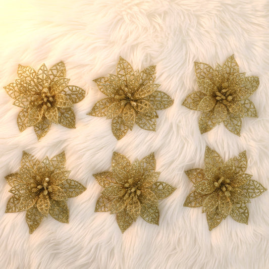 Glitter flower hair clips