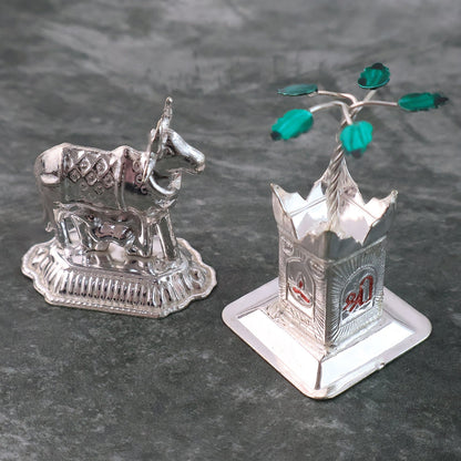 Religious Silver-Plated Kamdhenu 