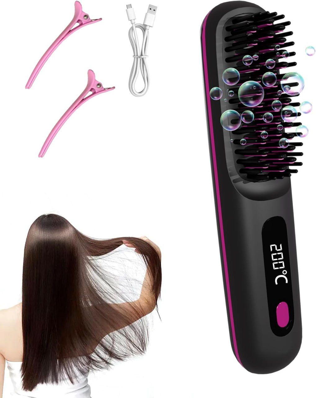 Cordless Hair Straightener Brush